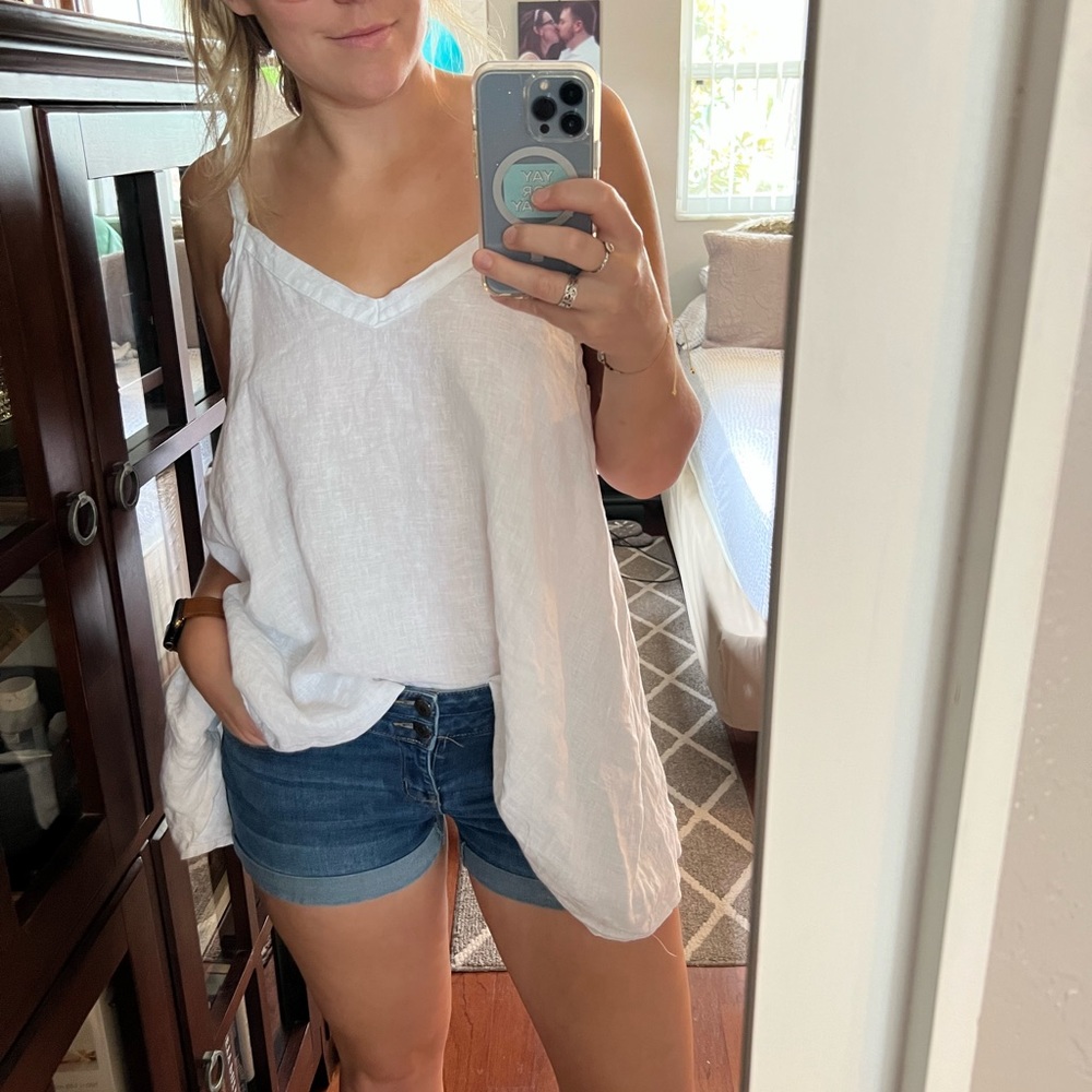 Tempo Paris Linen Tie Tank White NWT